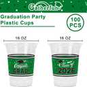 Gatherfun Class of 2026 Celebration - 100 Pcs 16oz Green Graduation Plastic Cups for Sturdy & Durable Drinkware for Grad Festivities | Essential Graduation Party Supplies & Decorations