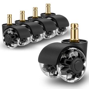 Office Chair Wheels,Set of 5 Replacement Wheels for All Hardwood and Carpet Floors,Heavy Duty Rollerblade Style Computer Desk Gaming Home Chair Casters WheelsBlack 10 x 22mm FIT 1KEA ONLY