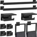 10 Pieces Black Towel Bar Set Bathroom Hardware Accessories Set Upgraded Toilet Paper Holder with Shelf Towel Holder Set for Bathroom Stainless Steel Wall Mounted 23.6in