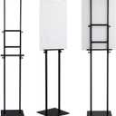 Eocnrhe Heavy Duty Banner Stand with Non-slip Mat Base, Adjustable Pedestal Poster Stand Up to 82 inches, Double Side Show Sign Stand, Connected Show Floor Standing Sign holder for Outdoor Display