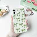 NITITOP Compatible with iPhone 11 Case Cute Bow Knot Ribbon Pattern for Girls Women Trendy Bowknot Slim Fit TPU Bumper Silicone Shockproof Full Camera Protection Cover - Green