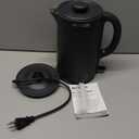 Electric Kettles Stainless Steel for Boiling Water, Double Wall Hot Water Boiler Heater, Cool Touch Electric Teapot, Auto Shut-Off & Boil-Dry Protection, 120V/1200W, 1.7 Liter (Black)