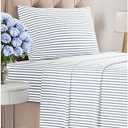 Twin Size 3 Piece Sheet Set - Comfy Breathable & Cooling Bed Sheets Set - Hotel Luxury Bedding for Women, Men, Kids, Teens, Boys & Girls - Deep Pockets, Soft, Wrinkle Free - Oeko-Tex - Blue Stripes 2