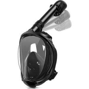 Full Face Snorkel Mask with Dry Top Breathing System, Foldable Panoramic View Snorkeling Mask with Detachable Camera Mount & Travel Bag for Snorkeling Swimming, Anti-Fog Anti-Leak (Large-X-Large)