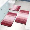 Arotive Microfiber Bathroom Rugs, Shaggy Soft and Absorbent Contour Toilet Rugs, Non-Slip, Thick Plush Machine Washable Dry Bath Mats for Toilet Base, 24x20, Burgundy, U-Shape