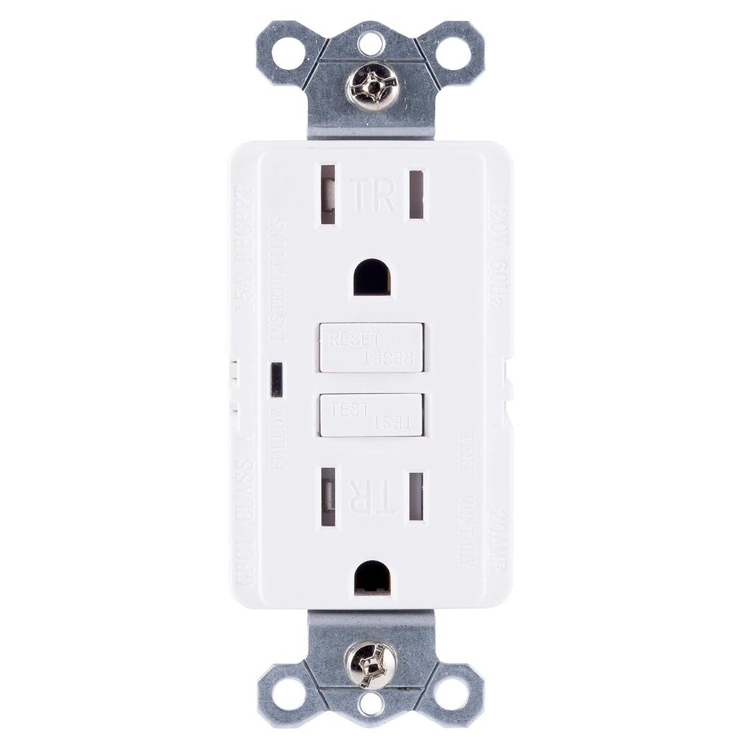 GE, White, Tamper-Resistant GFCI Receptacle Outlet, In-Wall, LED Indicator Light, UL Certified, NEC Compliant, Self-Test for Optimum Safety 15A/120V, Wallplate not included, 32075, 1 Pack