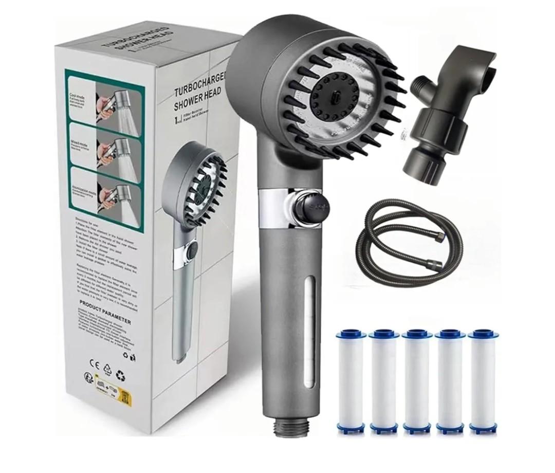 Ion Drops Shower Head, 2025 NEW Filtered Showerhead with Handheld, Adjustable Ion Drops Filtered Shower Head with 60 Inch Hose & Bracket, Built-in Power Wash for Bathroom Cleaning