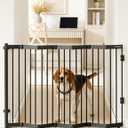 No Pawblems Retractable Safty Gate, 45" Wide Metal Adjustable Dog Gate for Doorways, Stairs & Hallways, 30" Tall, Auto Retract Design, No Bottom Bar, Black