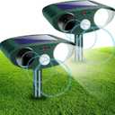 Solar Ultrasonic Animal Repellent Outdoor Cat Repellent Deer Repeller, Animal Deterrent Devices for Squirrel Rabbit Raccoon Dog Coyote Rodent Skunk Out of Yard Garden Lawn, 2 Pack