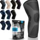 POWERLIX Knee Compression Sleeve - Best Knee Brace for Knee Pain for Men & Women Knee Support for Running, Basketball, Volleyball, Weightlifting, Gym, Workout, Sports - (Gray L)
