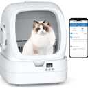 Mintakawa Automatic Cat Litter Box Self Cleaning - APP Control and Weight Monitoring - Ultra-Quiet, Suitable for Medium Cats and Kittens, Safe Anti-Pinch Litter Box (Assembly Required) - White