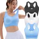 FITTIN Sports Bras Pack for Women: Padded Medium Support Adjustable Strap Racerback Sport Bra for Workout Gym Fitness Yoga - Comfortable Removable Pads Tops for Plus Size Large Bust XL