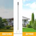 BARAYSTUS Thatch Rake Dethatcher - 15-Inch Wide Lawn Rake for Dead Grass Removal, Stainless Steel Adjustable Handle Garden Rake for Soil Loosening, Aeration & Thatching, 58.5-Inch Length