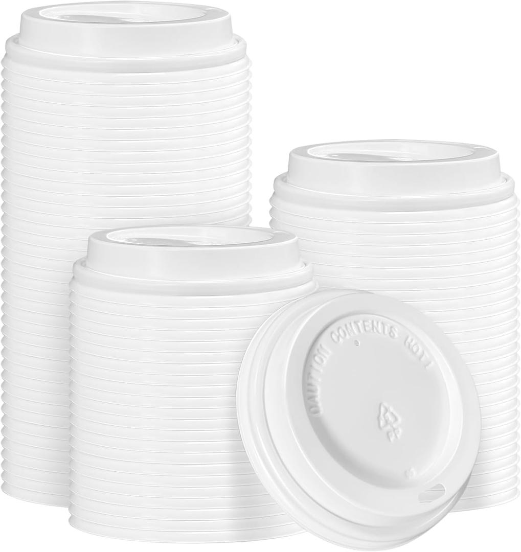 180 Pack Coffee Cup Lids - Disposable Coffee Lid, White Plastic Lids for 10, 12, 16, 20, 24 oz Paper Cups, Leak Proof Cup Lid 3.54 Inches/90 mm Diameter