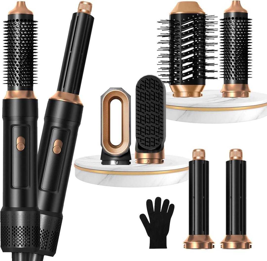 6 in ONE Blow Dryer Brush, Curling Wand Hair Styling Tools Set, Ionic Hot Air Hair Dryer, Massage Oval Hair Dryer, Left & Right Hair Curlers 100-120V (Black Gold) 6 in ONE Blow Dryer Brush, Curling Wand Hair Styling Tools Set, Ionic Hot Air Hair Dryer, Massage Oval Hair Dryer, Left & Right Hair Curlers 100-120V (Black Gold)