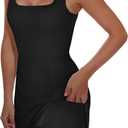 OFEEFAN Athletic Dress for Women Mini U Neck Sleeveless Built in Shorts with Pockets Tennis Golf Graduation (Black, M)