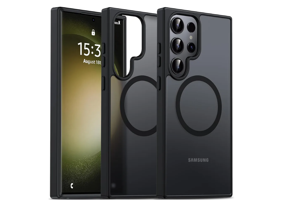 Oterkin Magnetic for Samsung Galaxy S23 Ultra Case Matte, S23 Ultra Phone Case Compatible with MagSafe Frosted Translucent Shockproof Anti-Scratch Slim Fit Case Military Grade Protection (Black)