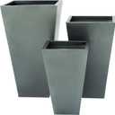 Deco 79 Metal Indoor Outdoor Planter Light Weight Large Planter Pot with Tapered Base and Polished Exterior, Set of 3 Planters 17", 21", 25"H, Gray