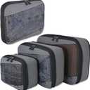 WELKINLAND 4-Pack Light-Weight Tripped Compression Packing Cubes - Clear, Compressible, Carry On