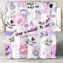 Abstract Pink and Purple Shower Curtain for Girls, Inspirational Quotes Shower Curtain Set for Bathroom, Fashion Women Fabric Shower Curtain Restroom Bathtub Decor Accessories with Hooks 72X 72 inch