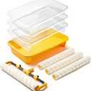 Voomey 18" Paint Roller kit9 Piece 18 inch Paint Roller18 Paint Roller Tray with Liner,Microfiber Paint Roller,Paint kit for House Painting