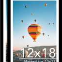 JCJMY 12x18 Picture Frame Set of 2 with 11x17 Mat, Display Photo 11x17 with Mat or 12 x 18 Without Mat, Wall Hanging Large 12 by 18 Poster Frame with Plexiglass, 2 Pack, Black