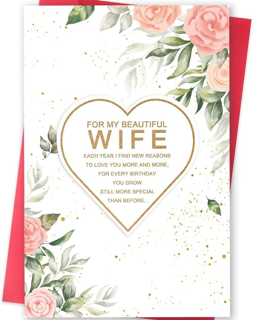 4 x Happy Wife Birthday Card from Husband, Best Birthday Gift Ideas for Her, Funny Birthday Gifts for Wife