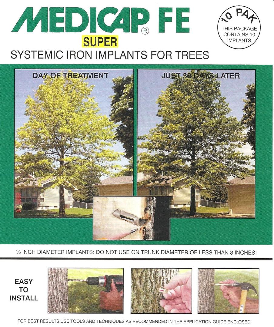 10-Pack FE SUPER Systemic Iron Tree Implants for Control of Iron Chlorosis, 1/2-Inch