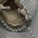 CHIC DIARY Women Pearl Clutch Purse Beaded Crossbody Bag Bridal White Shoulder Bag with Top-Handle for Party Wedding