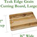 Lipper International Teak Wood Edge Grain Kitchen Cutting and Serving Board, Large, 16" x 12" x 3/4"
