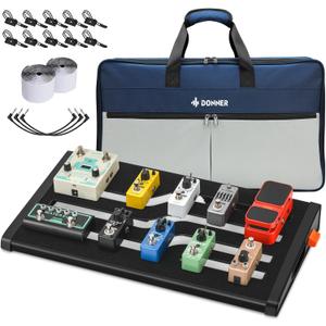 Donner Guitar Effects Pedal Board, DB-S200 Large Power Supply Pedalboard Set with Convertible Bag Backpack, 60" Adhesive Backed Hook-and-Loop and Power Supply Mounting Device, 18.11" x 12.76" (460 * 324 * 67 mm)