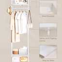 YMYNY Coat Rack Wall Mounted, 70.87H Clothes Garment Rack, Freestanding Tall Closet Organizer,Industrial Clothes Stand for Entryway Hallway Bedroom White UHGR003W