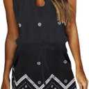 SAUKOLE Womens Summer Causal Loose Sleeveless Crew Neck Drawstring Waist Mini Short Dress with Pockets (Large)