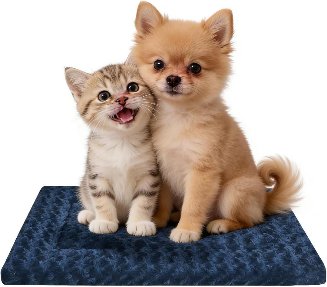 Dog Bed Mat - Reversible Dog Crate Bed Mats, Soft & Breathable Kennel Pad, Durable Crate Bed for Small Dogs & Cats (XS(18"*14"*1.2"), Navy)