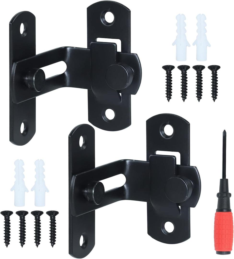 2 Pack 90 Degree Flip Barn Door Lock for Barn Door, Pet Door, Bathroom, Outdoor, Garage, Garden, Window, Sliding Door for Protect Your Safety and Privacy, Rugged and Corrosion Resistant