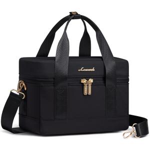 LOVEVOOK Insulated Lunch Bag for Women - Cute Lunch Box Cooler for Work, Picnic, and Beach, Black (Medium)