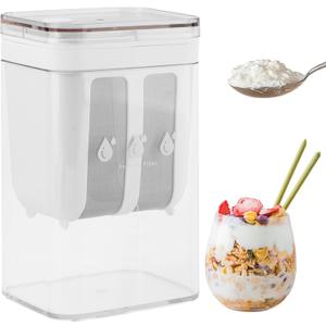 1100ML Yogurt Strainer,Yogurts-Filter Milk Strainer with Fine Mesh Bag,Lid And Scale Mark, for Making Thick Greek-Yogurts,Soybean Milk,Kefir,Berries,Soup,Fruit Juice,Coffee