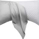 Curved Crescent Cooling Side Sleeper Pillow Cases - Rayon Derived from Bamboo Pillowcase Cover Queen Size 1 Piece, 20 * 30 inches Light Grey
