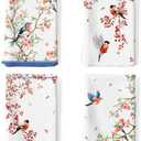 Arquiel Watercolor Bird Flowers Tea Towels, Cotton Kitchen Towel 18.9 × 27.5 inch, Quick Drying Dish Cloth for Party Anniversary Holiday Decoration Housewarming Gifts 4 Count