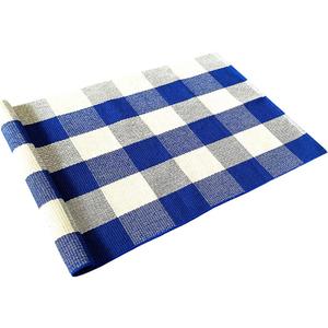 LEVINIS Farmhouse Doormats 51.2''x23.6''- Cotton Hand-Woven Blue Buffalo Plaid Outdoor Rug/Kitchen Rugs/Bathroom Rug/Laundry Room Rug, Front Porch Dcor