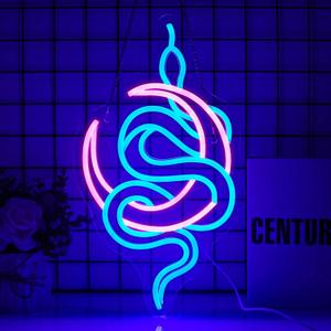 Snake Moon Neon Sign Led Neon Lights Neon Signs for Wall Decor Light Up Sign for Birthday Party Club Gift