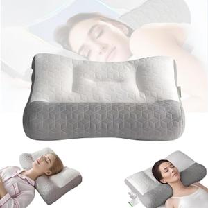 Cervical Neck Support Pillow for Sleeping Strain Relief Ergonomic Memory Pillows for Neck and Shoulder Pain Pain Relief Orthopedic Contourside Sleeper Pillow (Derivative Cotton)