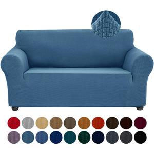 Joccun Stretch Loveseat Couch Cover Slipcover, 1-Piece Sofa Cover for 2 Cushion Couch Spandex Jacquard Washable Furniture Protector Cover for Living Room,Kids,PetsLoveseat,Niagara (Medium55"-78"))