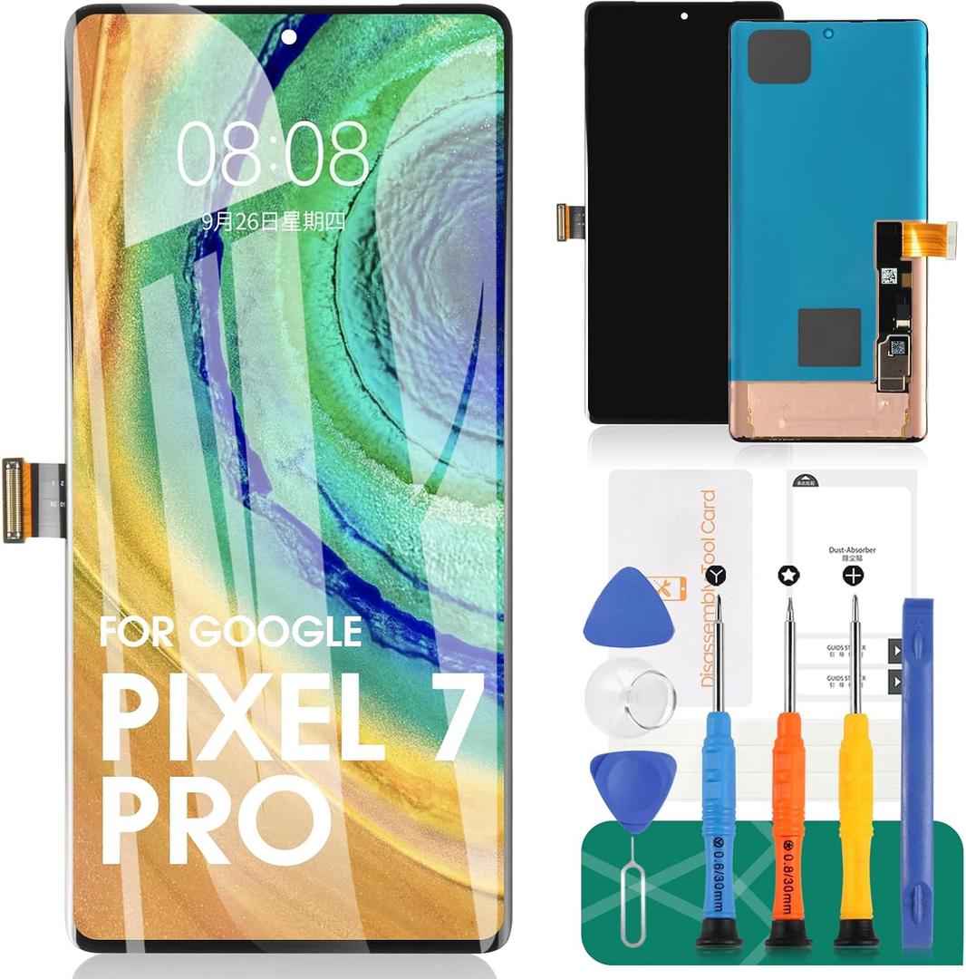OLED for Google Pixel 7 Pro 5G Screen Replacement for Google Pixel 7 Pro GP4BC GE2AE LCD Display for Google Pixel 7 Pro Digitizer Touch Screen Assembly Repair Kits (Without Frame)