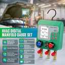 Digital Manifold Gauges HVAC, 92 Refrigerant Dual Pressure & Vacuum Test HVAC Gauges with Hoses R22 R134a R410a Refrigerant Gauge Set with 1/4" SAE Interface, Portable Hook