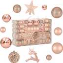 102PCS Assorted Rose Gold Christmas Ornaments,Shatterproof Plastic Christmas Ball Tree Ornaments Set for Tree Decorations