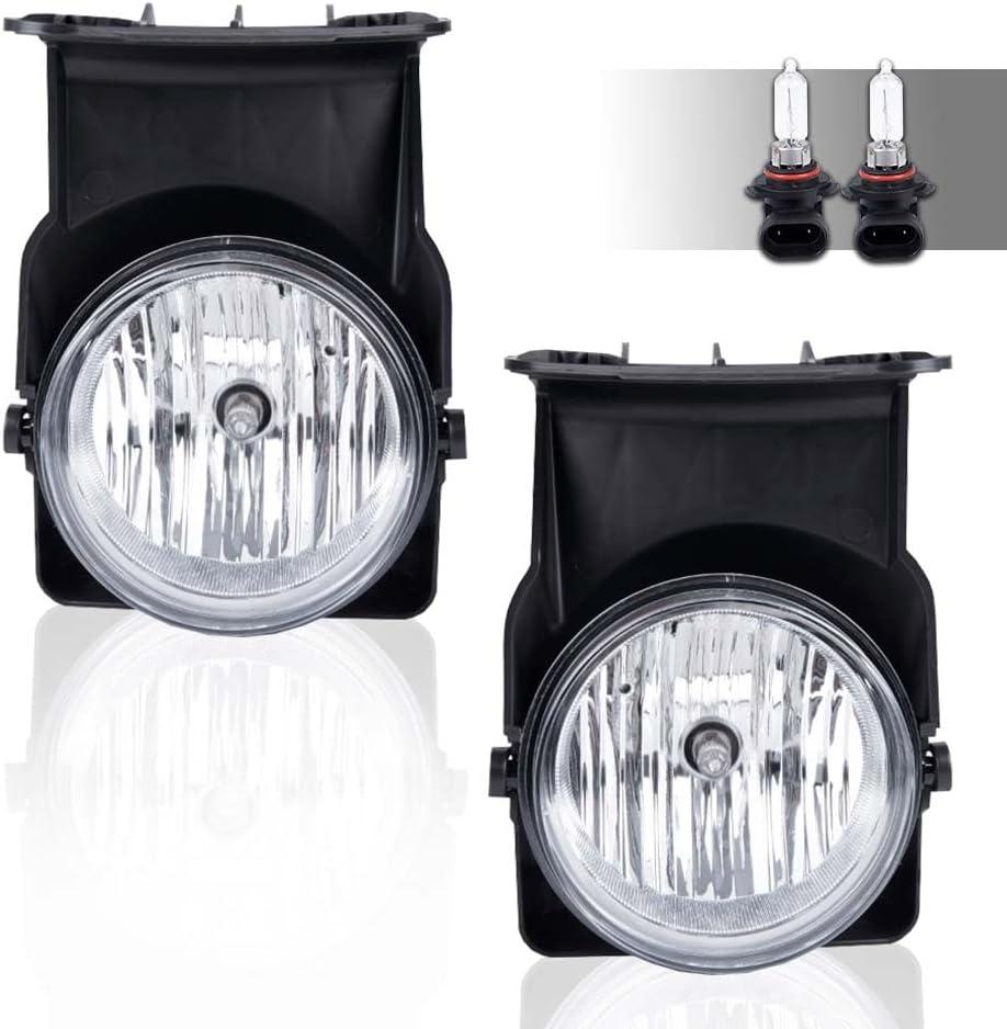 PIT66 Fog Lights, Compatible with 03-06 GMC Sierra 1500 2500 3500/07 GMC Sierra Classic(Not fit for Denali|C3 Models) Fog Lamp Assembly Left/Right Clear Lens + Wire Harness (Clear(Basic Style))