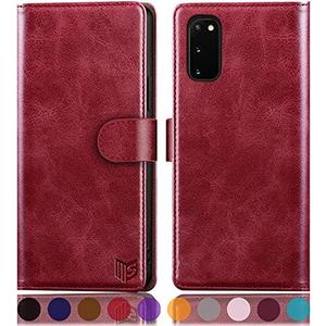 SUANPOT for Samsung Galaxy S20 6.2"(Non S20+/S20 Ultra) with RFID Blocking Leather Wallet case Credit Card Holder,Flip Folio Book Phone case Shockproof Cover Women Men for Samsung S20 case Wallet Red
