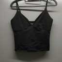 REORIA Butsmooth Womens Sexy V-Neck Sleeveless Double Lined Going Out Y2K Trendy Cami Shirt Cropped Tank Tops (Medium, Black)
