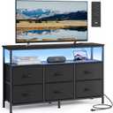 SONGMICS Dresser for Bedroom, Wide Dresser with 6 Drawers & Open Shelf, 11.8"D x 44.8"W x 26.8"H
